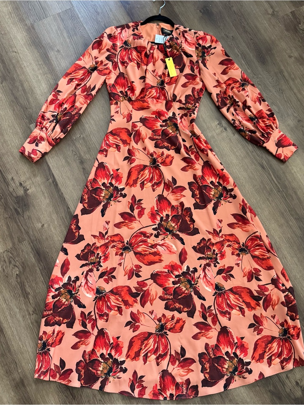 NWT - Alexia Admor - Rust Floral Long Sleeve Empire Waist Maxi Dress - Picture 5 of 15
